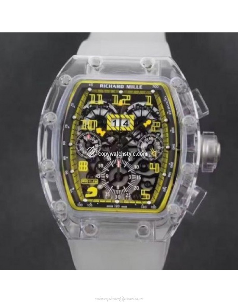 Richard Mille RM011-FM Shappire Black & Yellow Skeleton 