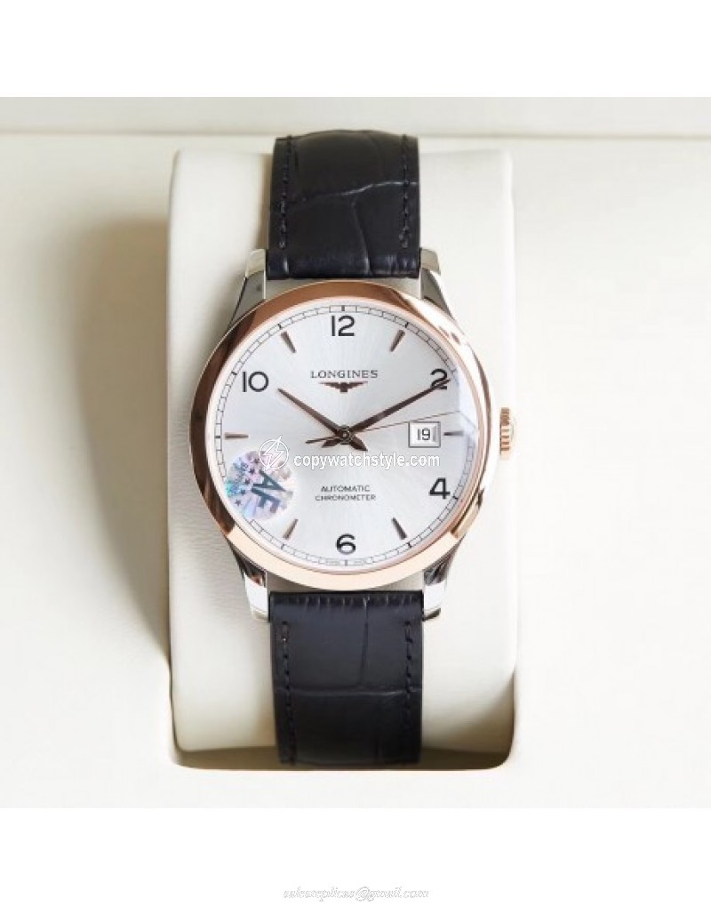 Longines Record L2.821.4.76.2 AF Stainless Steel & Rose Gold Silver Longines Record L2.821.4.76.2 AF Stainless Steel & Rose Gold Silver