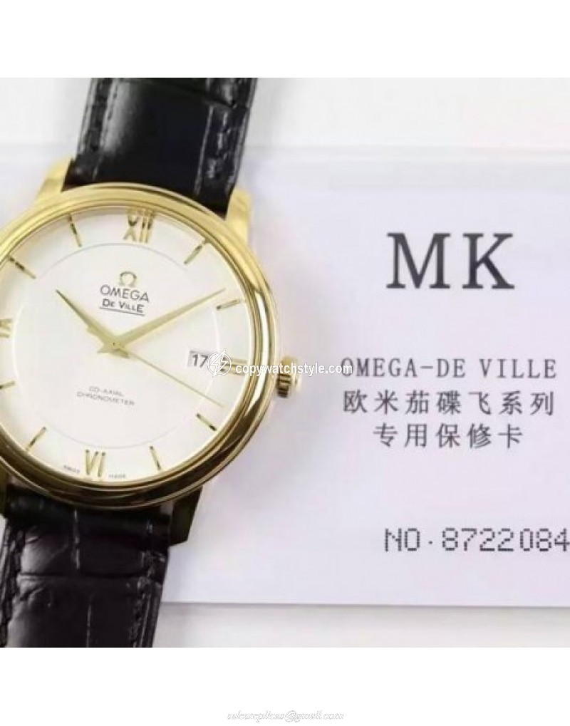 Omega De Ville 39MM Yellow Gold White Omega De Ville 39MM Yellow Gold White