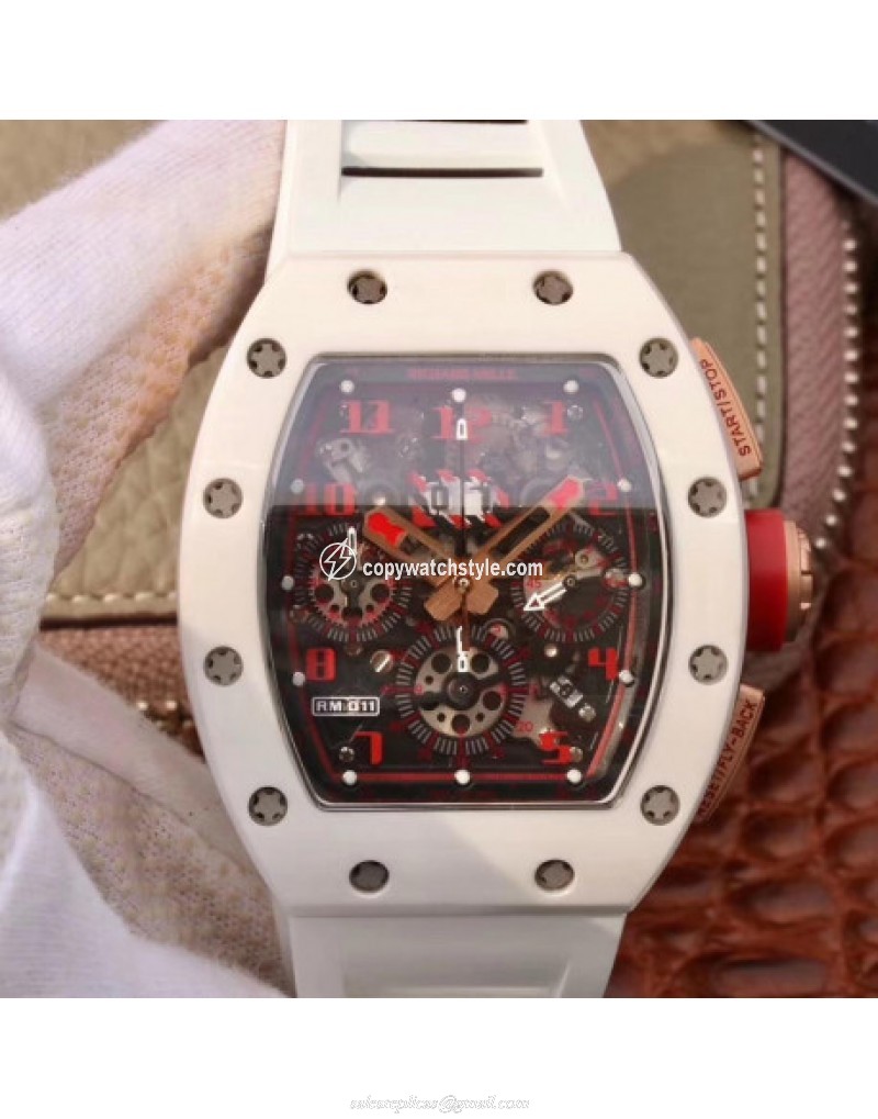 Richard Mille RM011-FM Felipe Massa Flyback Dubai Chronograph KV White Ceramic Skeleton 