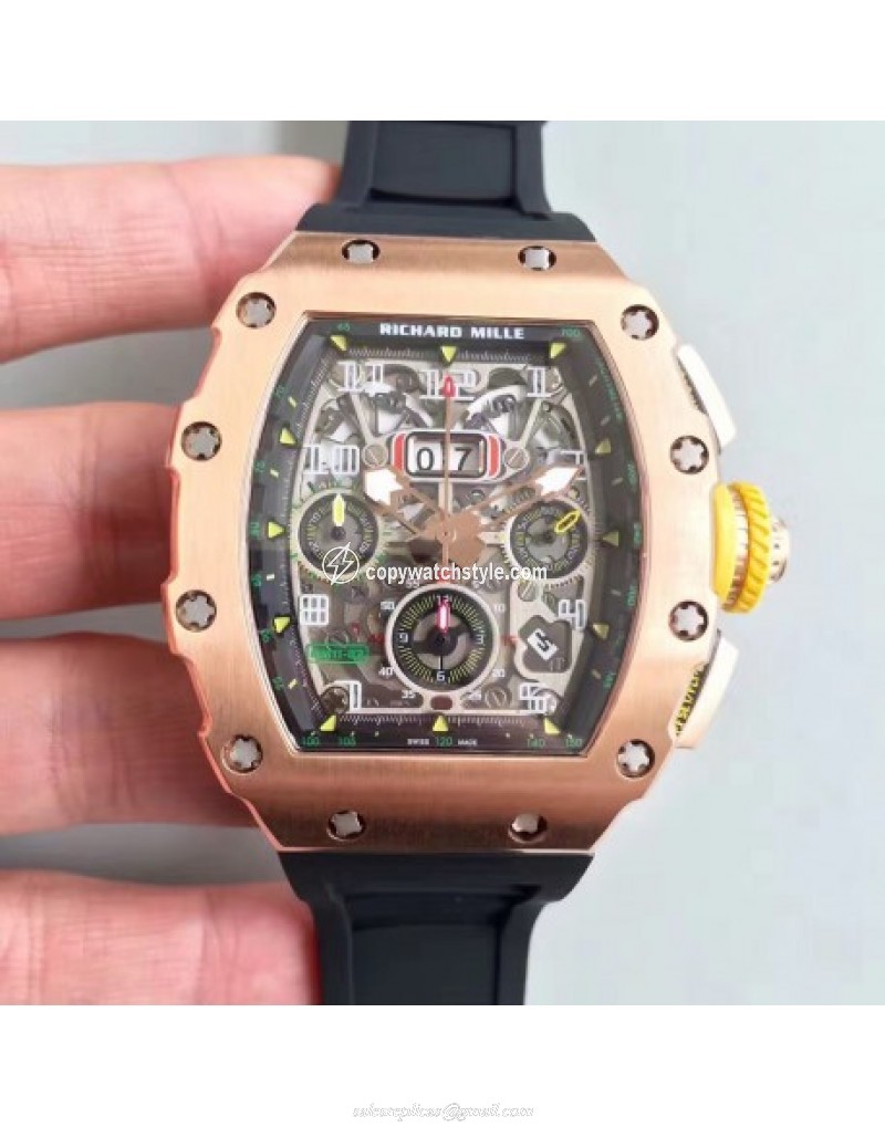 Richard Mille RM011-03 KV V2 Rose Gold Black Skeleton Richard Mille RM011-03 KV V2 Rose Gold Black Skeleton