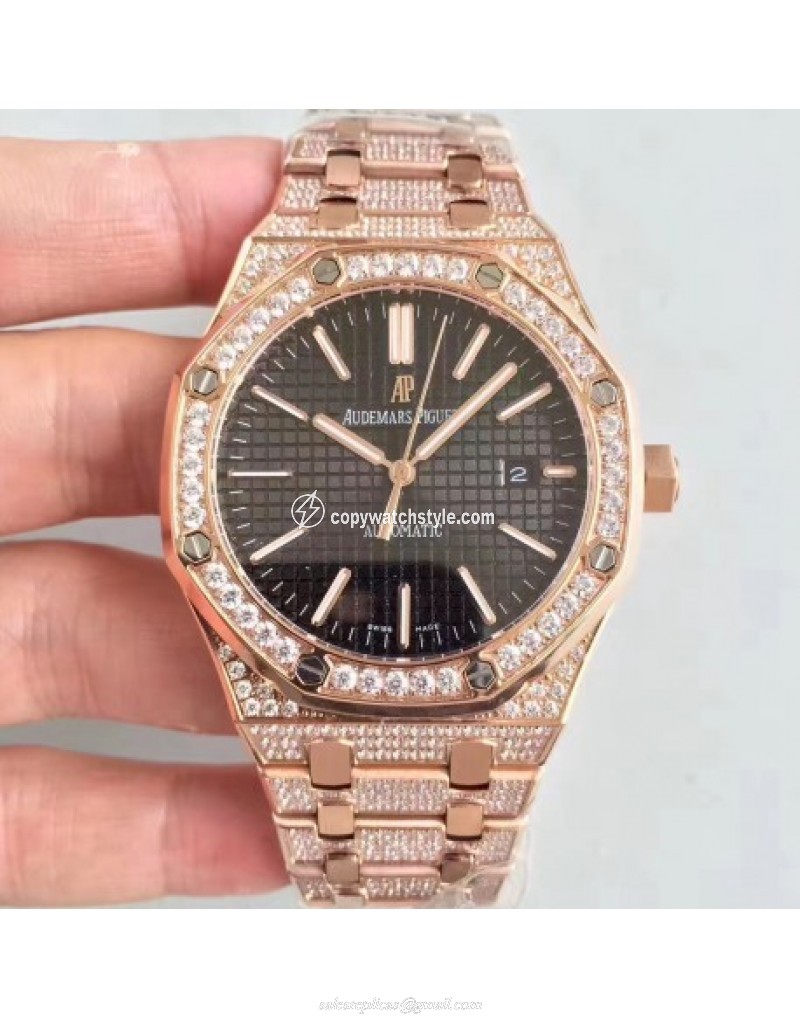 Audemars Piguet Royal Oak 15400 Noob Rose Gold & Diamond Back Audemars Piguet Royal Oak 15400 Noob Rose Gold & Diamond Back