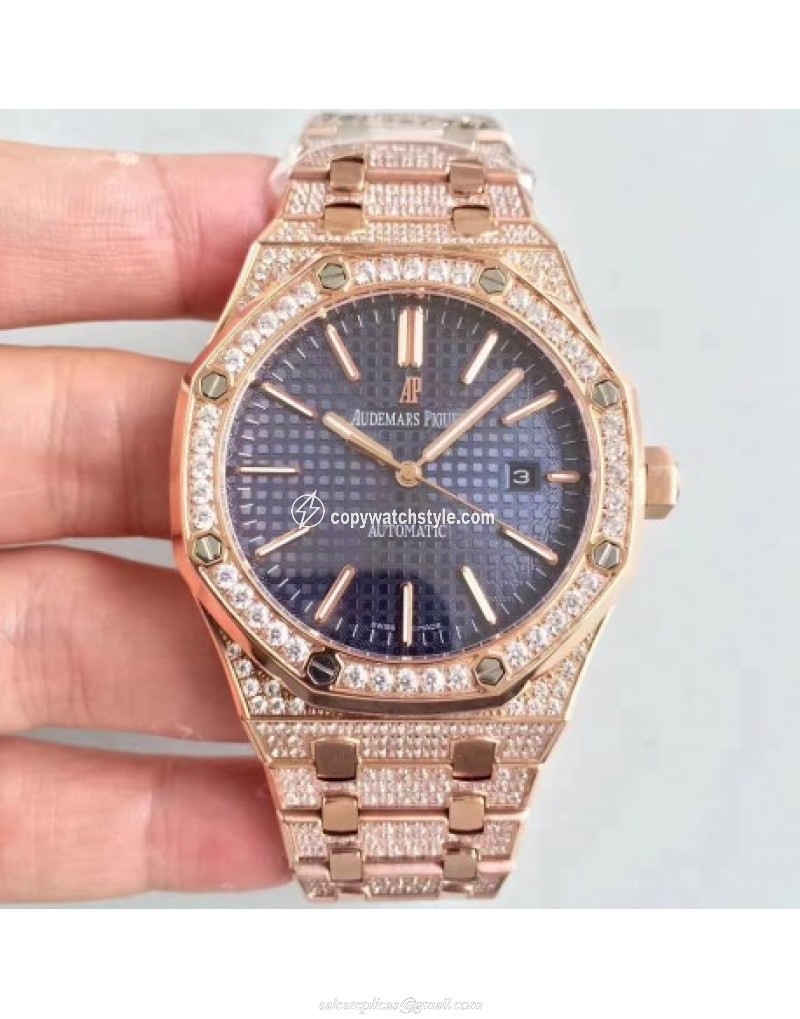 Audemars Piguet Royal Oak 15400 Noob Rose Gold & Diamond Blue Audemars Piguet Royal Oak 15400 Noob Rose Gold & Diamond Blue