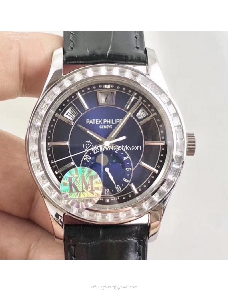 Patek Philippe Annual Calendar 5205G-013 KM Stainless Steel & Diamonds Blue Patek Philippe Annual Calendar 5205G-013 KM Stainless Steel & Diamonds Blue