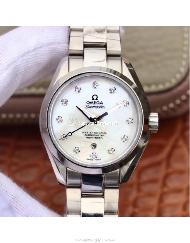 Omega Seamaster Aqua Terra 150M Ladies 34MM 220.10.34.20.55.001 3S Stainless Steel Mother Of Pearl Omega Seamaster Aqua Terra 150M Ladies 34MM 220.10.34.20.55.001 3S Stainless Steel Mother Of Pearl