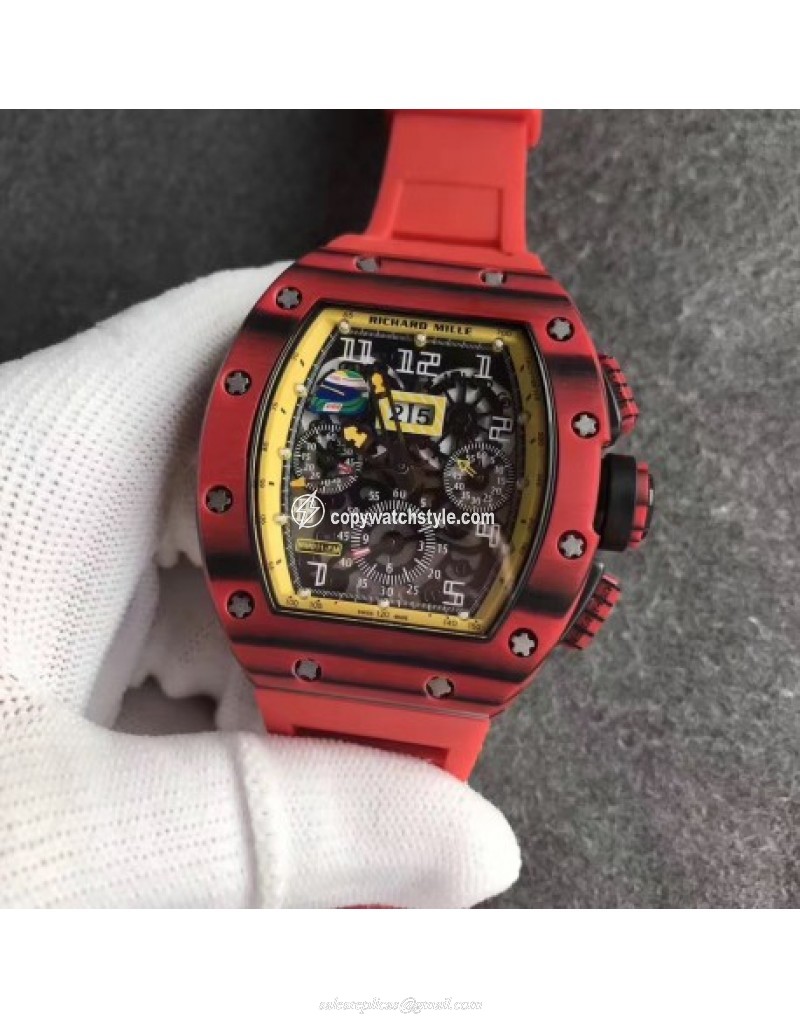 Richard Mille RM011 Red QTPT Flyback Chronograph KV Red Forged Carbon Yellow Skeleton 