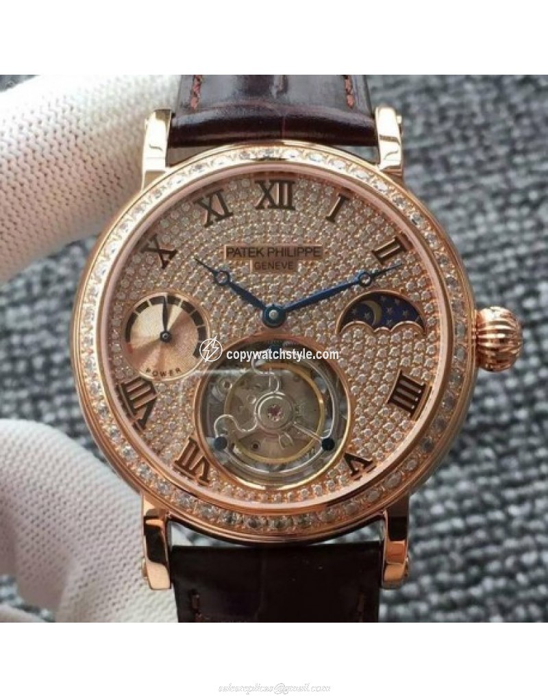 Patek Philippe Tourbillon Moonphase Power Reserve Rose Gold Diamonds 