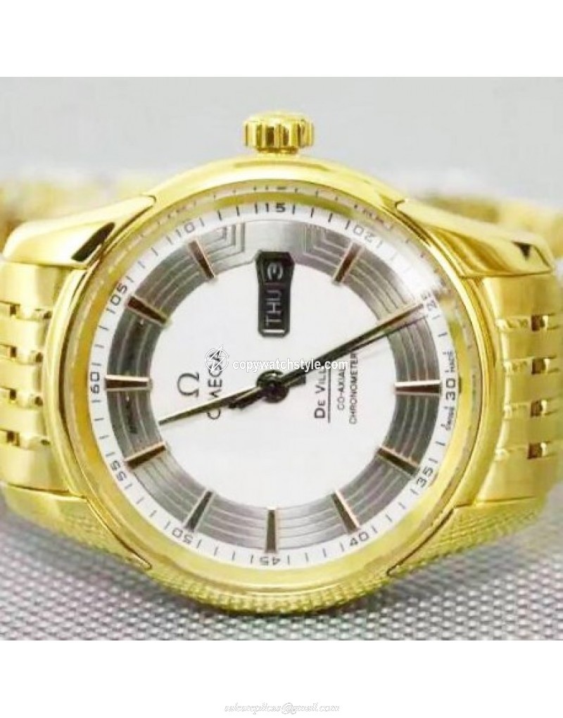 Omega De Ville Hour Vision Yellow Gold White Omega De Ville Hour Vision Yellow Gold White