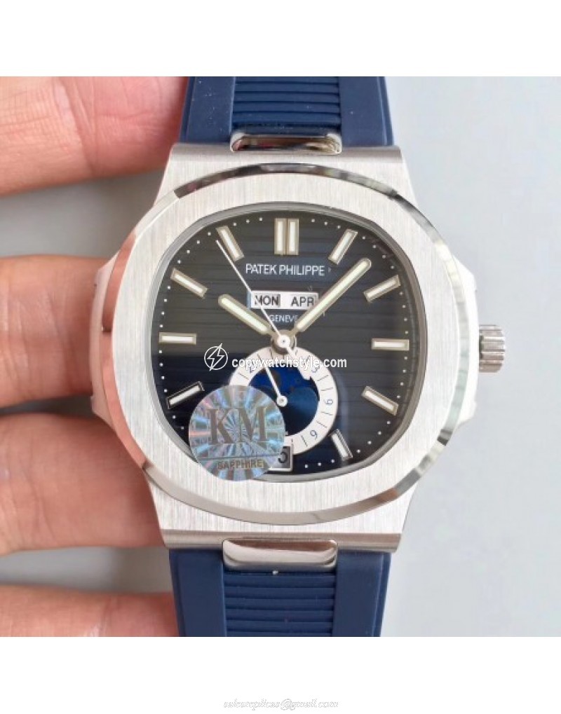 Patek Philippe Nautilus Annual Calendar Moonphase 5726A KM V2 Stainless Steel Blue Patek Philippe Nautilus Annual Calendar Moonphase 5726A KM V2 Stainless Steel Blue