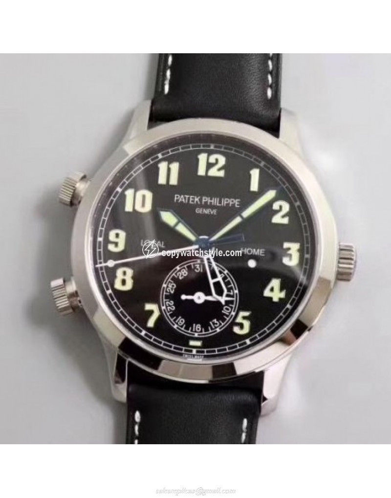Patek Philippe Calatrava Pilot Travel Time 5524G-001 GR Stainless Steel Black 