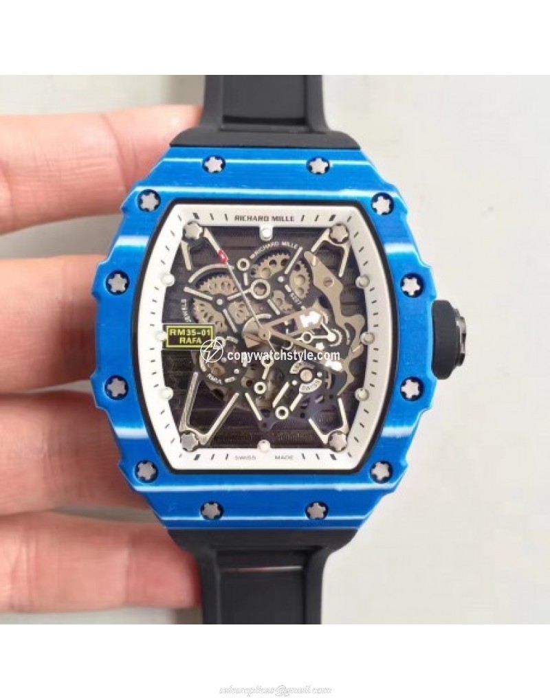 Richard Mille RM35-01 Rafael Nadal KV Blue Forged Carbon White & Skeleton 