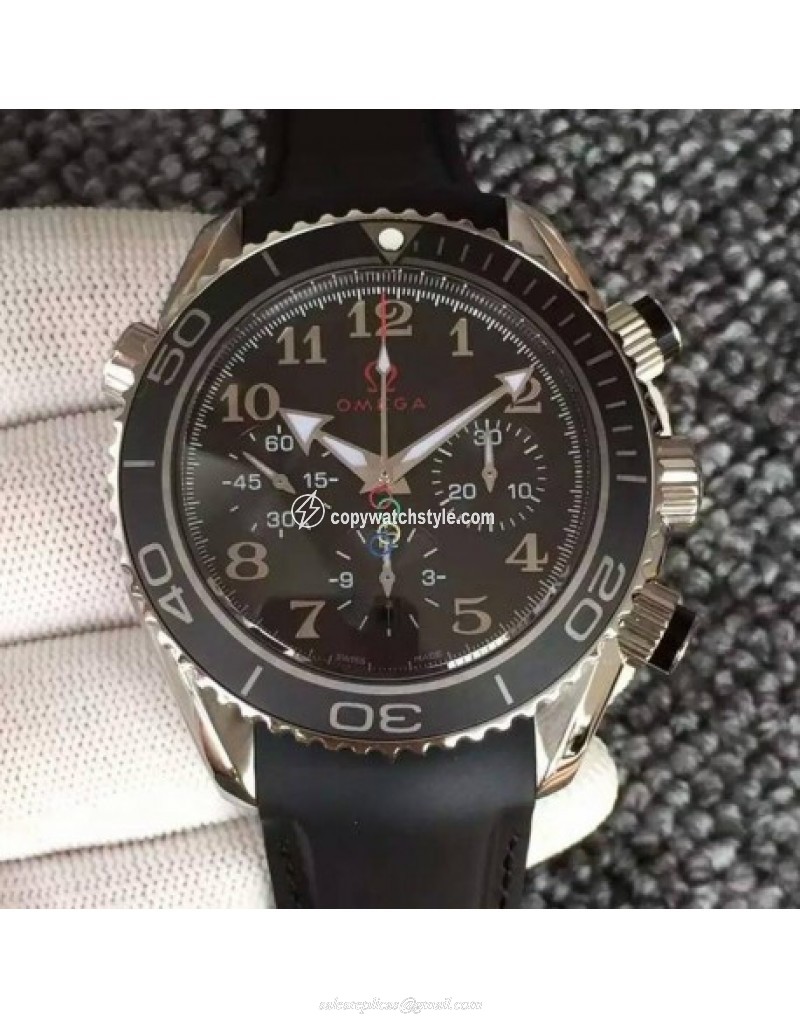 Omega Seamaster Planet Ocean Chronograph Olympics Stainless Steel Black 