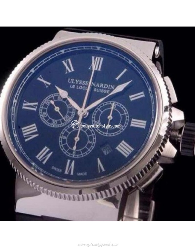 Ulysse Nardin Marine Chronograph Stainless Steel Roman Numbers Black Ulysse Nardin Marine Chronograph Stainless Steel Roman Numbers Black