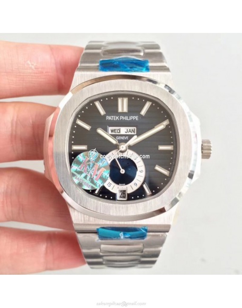 Patek Philippe Nautilus Annual Calendar Moonphase 5726/1A-001 KM V2 Stainless Steel Blue 
