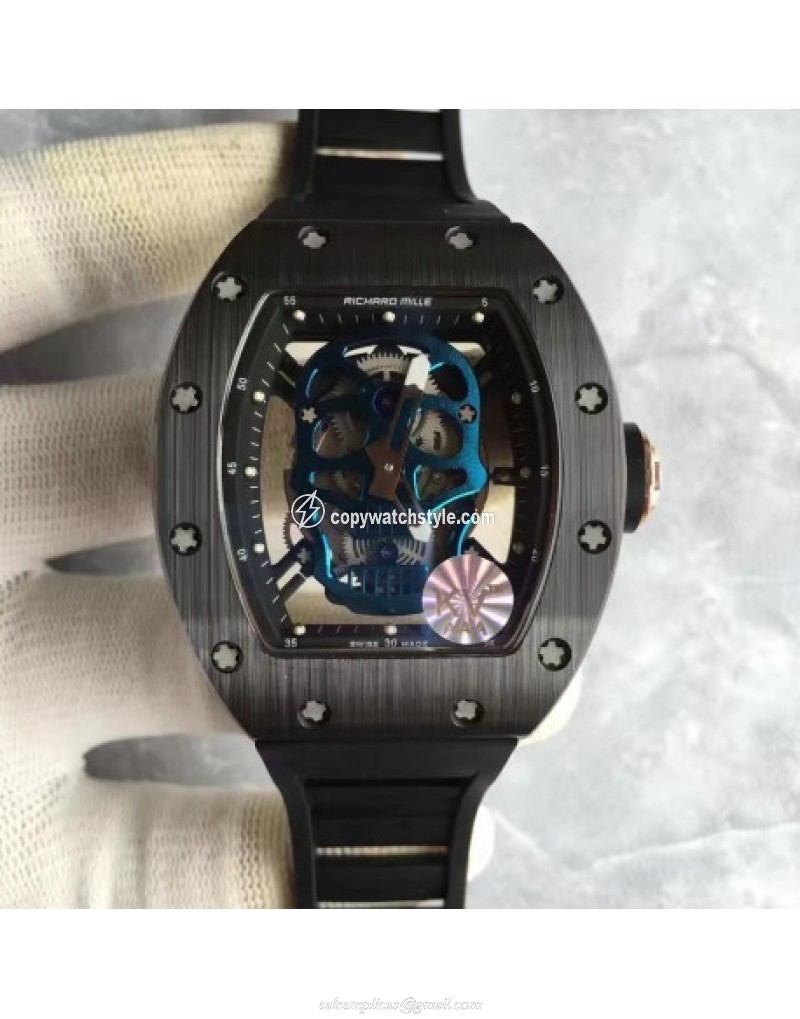 Richard Mille RM052 KV Black Ceramic & Rose Gold Blue Skull Richard Mille RM052 KV Black Ceramic & Rose Gold Blue Skull