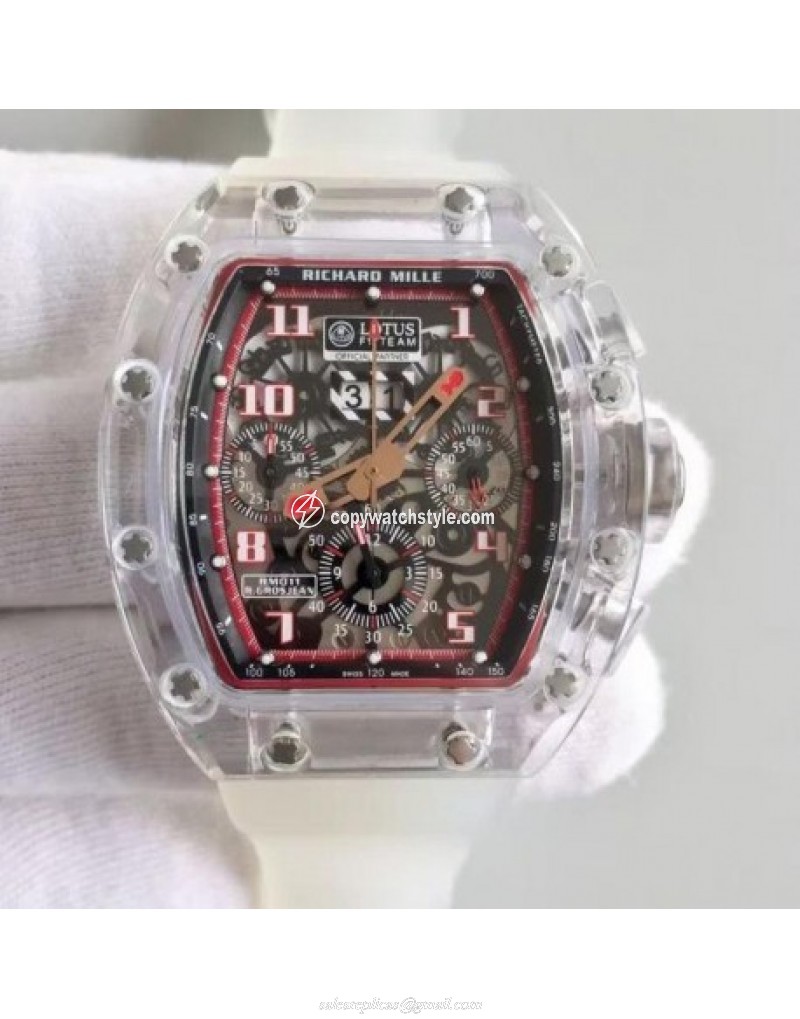 Richard Mille RM011 R Grosjean Lotus F1 Team Shappire Red & Skeleton Richard Mille RM011 R Grosjean Lotus F1 Team Shappire Red & Skeleton