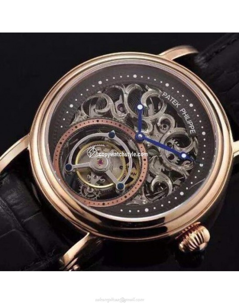 Patek Philippe Tourbillon Rose Gold Skeleton & Black Patek Philippe Tourbillon Rose Gold Skeleton & Black