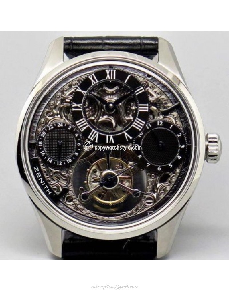 Zenith EP Calender Skeleton SWISS Tourbillon SS/LE Black Swiss Tourbillon