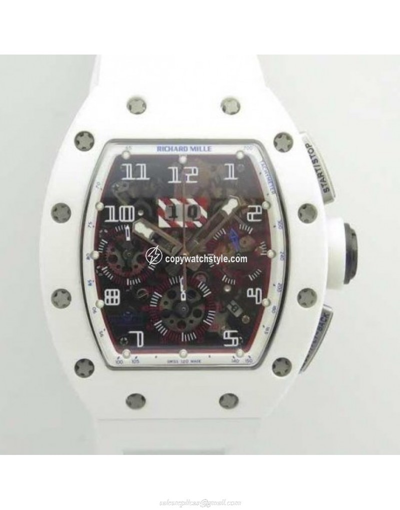 Richard Mille RM011-FM Felipe Massa Flyback Dubai Chronograph KV White Ceramic White Skeleton Richard Mille RM011-FM Felipe Massa Flyback Dubai Chronograph KV White Ceramic White Skeleton