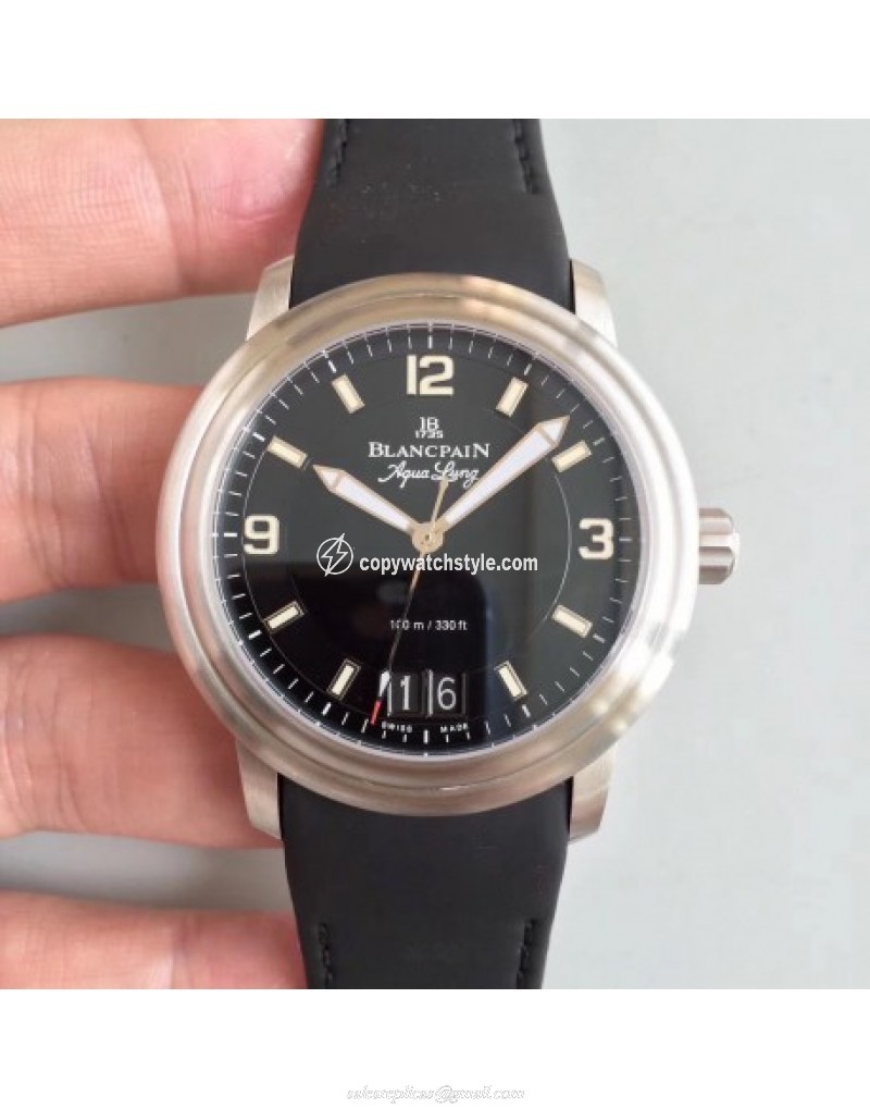 Blancpain Leman Aqua Lung Grande Date 2850B-1130A-64B HG Stainless Steel Black 