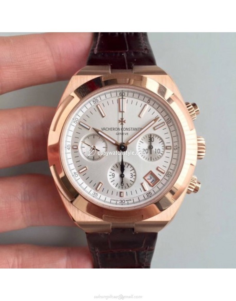 Vacheron Constantin Overseas Chronograph 5500V/000R-B074 JF Rose Gold Silver 