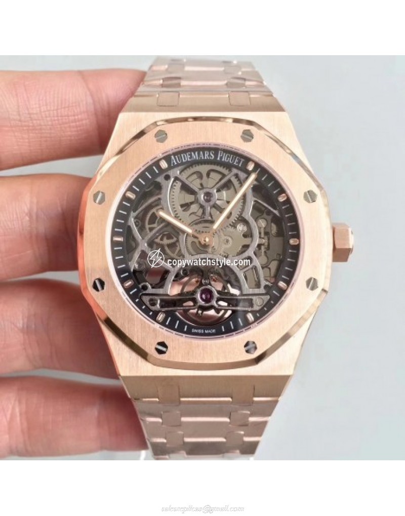 Audemars Piguet Royal Oak Tourbillon Extra-Plate Squelette 26518 JF Rose Gold Black Skeleton Audemars Piguet Royal Oak Tourbillon Extra-Plate Squelette 26518 JF Rose Gold Black Skeleton