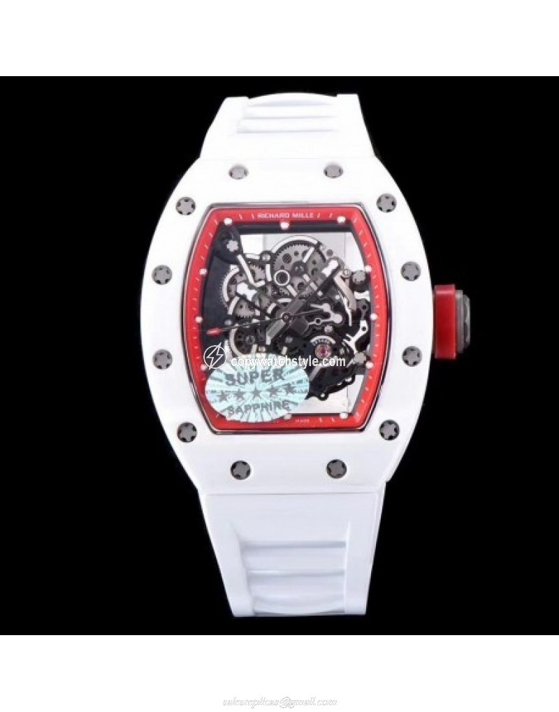 Richard Mille RM055 KV V2 White Ceramic Red Skeleton Richard Mille RM055 KV V2 White Ceramic Red Skeleton