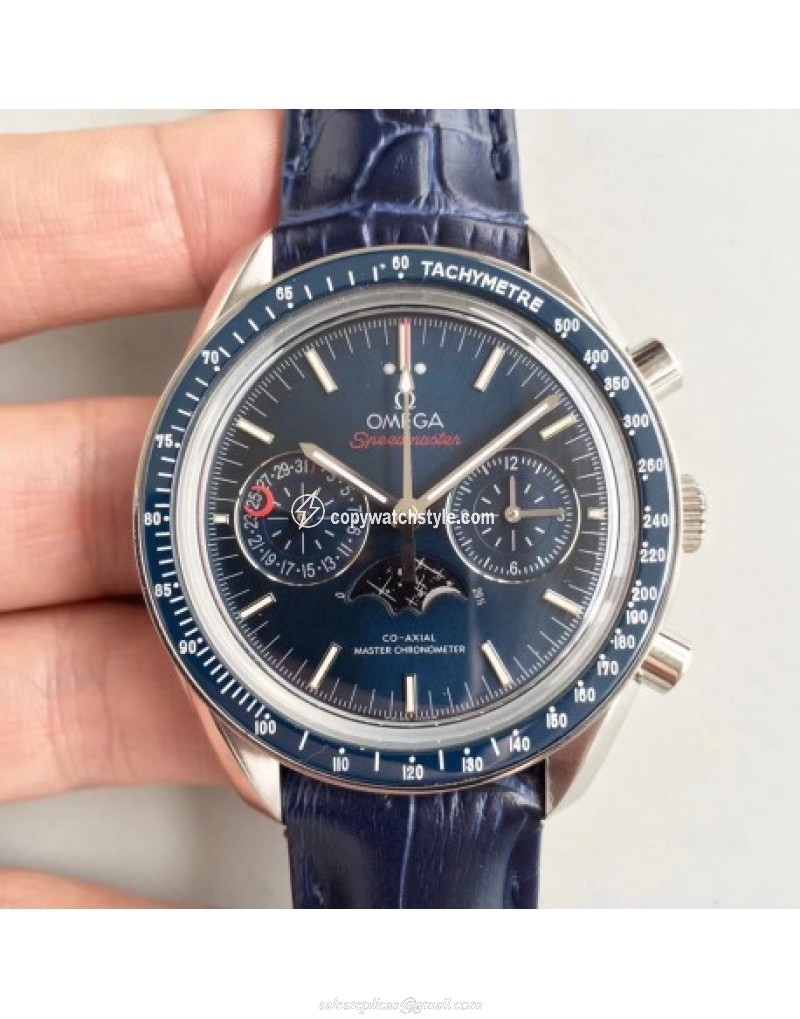 Omega Speedmaster Moonwatch Moonphase Chronograph 304.33.44.52.03.001 BF Stainless Steel Blue Omega Speedmaster Moonwatch Moonphase Chronograph 304.33.44.52.03.001 BF Stainless Steel Blue
