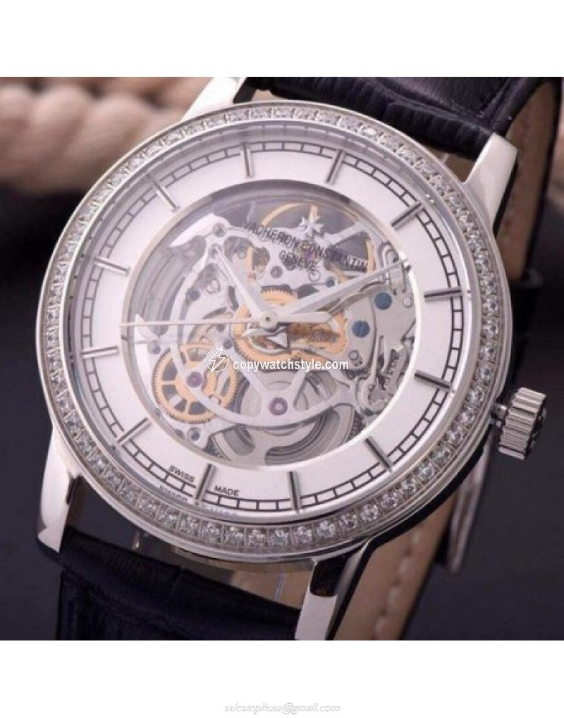 Vacheron Constantin Patrimony Stainless Steel & Diamonds Skeleton & White Vacheron Constantin Patrimony Stainless Steel & Diamonds Skeleton & White