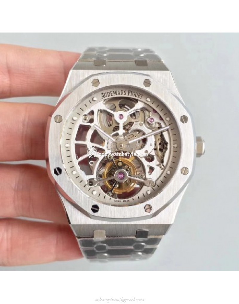 Audemars Piguet Royal Oak Tourbillon Extra-Plate Squelette 26518 JF Stainless Steel Silver Skeleton Audemars Piguet Royal Oak Tourbillon Extra-Plate Squelette 26518 JF Stainless Steel Silver Skeleton