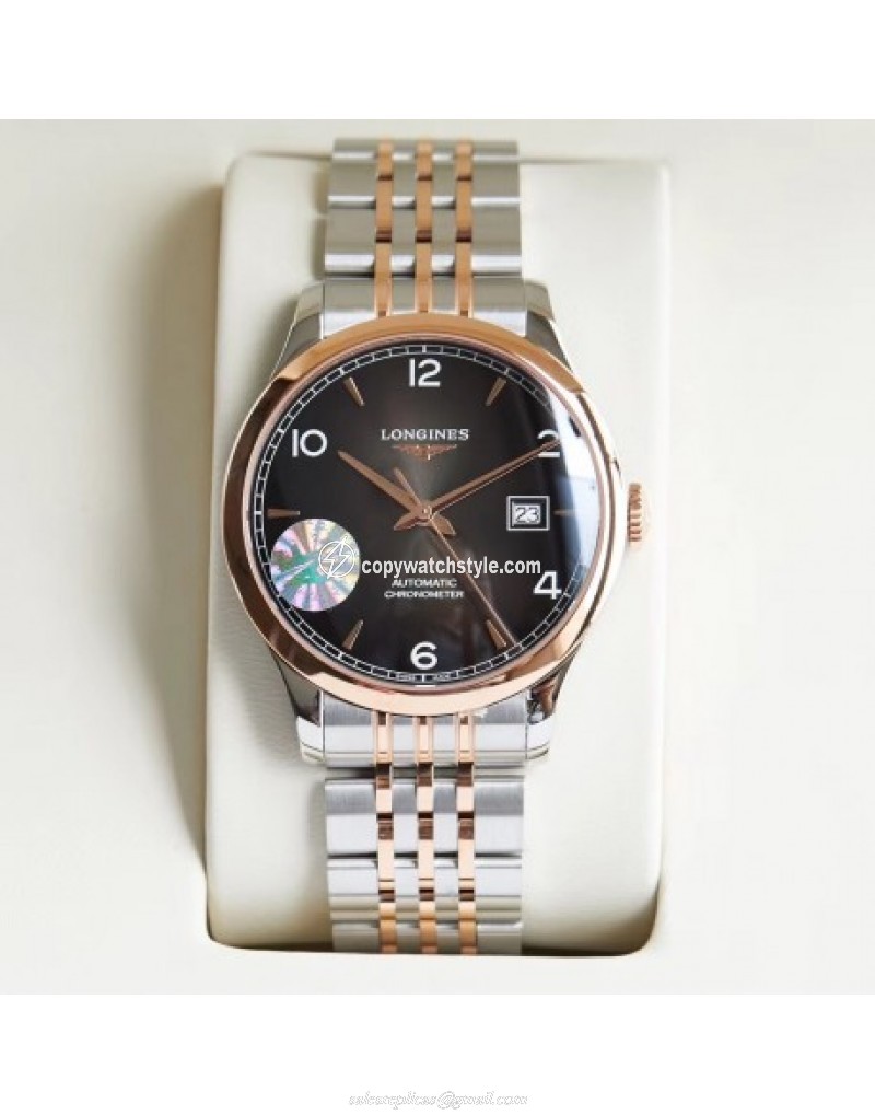 Longines Record L2.821.4.56.6 AF Stainless Steel & Rose Gold Black Longines Record L2.821.4.56.6 AF Stainless Steel & Rose Gold Black