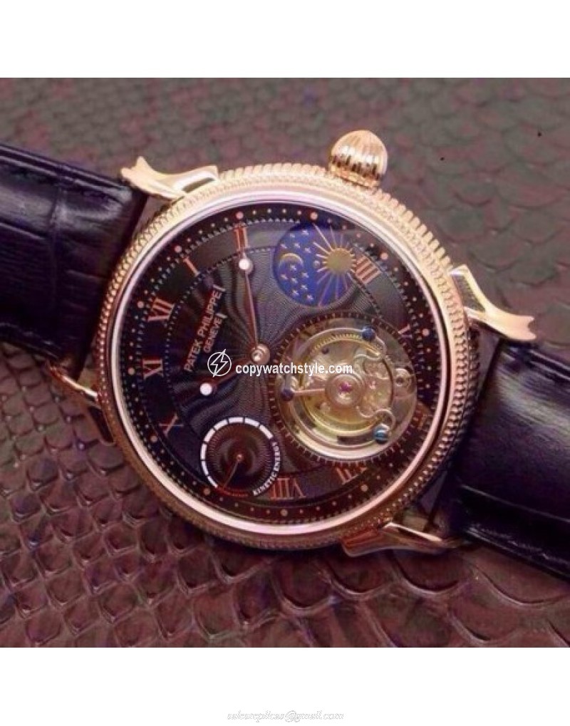 Patek Philippe Tourbillon Moonphase Power Reserve Rose Gold Black Patek Philippe Tourbillon Moonphase Power Reserve Rose Gold Black