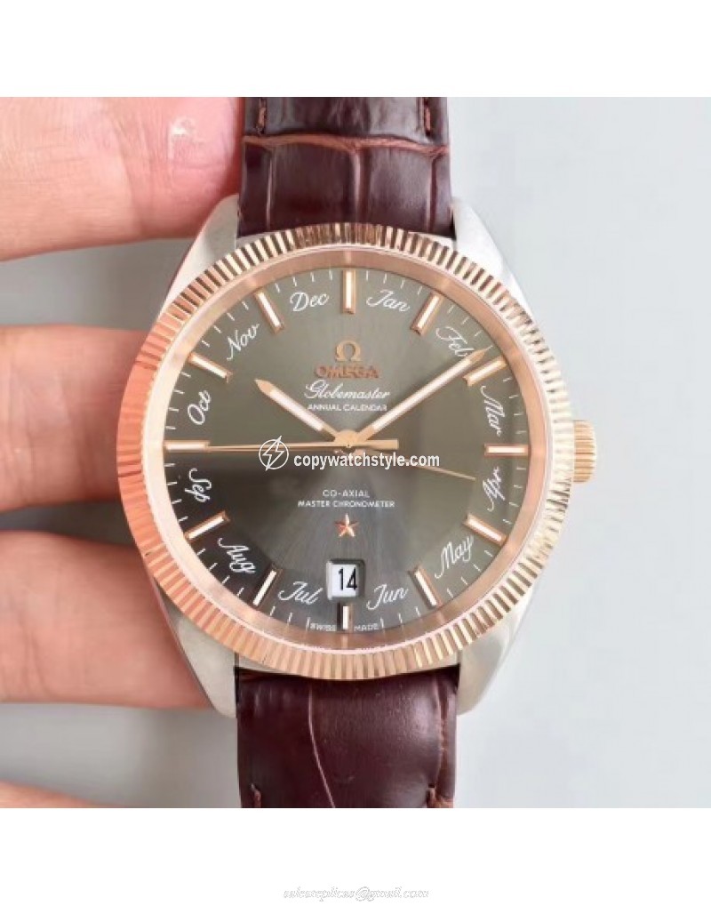 Omega Globemaster Annual Calendar 130.23.41.22.06.001 OM Stainless Steel & Rose Gold Anthracite 