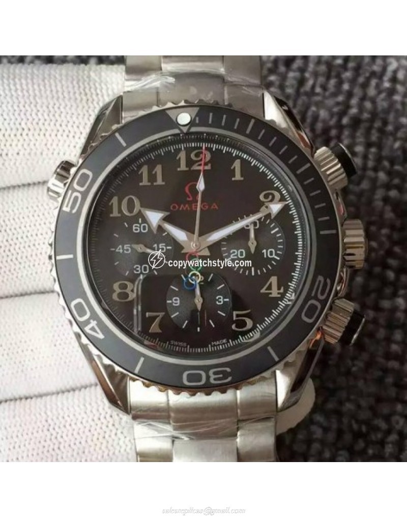 Omega Seamaster Planet Ocean Chronograph Olympics Stainless Steel Black Omega Seamaster Planet Ocean Chronograph Olympics Stainless Steel Black