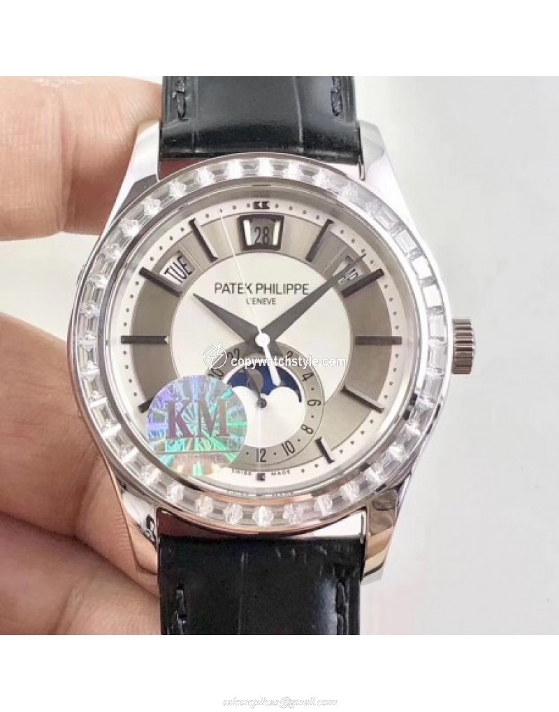 Patek Philippe Annual Calendar 5205G-001 KM Stainless Steel & Diamonds White & Rhodium Patek Philippe Annual Calendar 5205G-001 KM Stainless Steel & Diamonds White & Rhodium