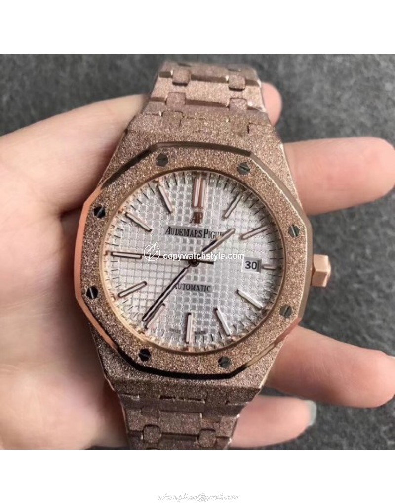 Audemars Piguet Royal Oak Frosted Gold 41MM 15410BC Noob Rose Gold Silver Audemars Piguet Royal Oak Frosted Gold 41MM 15410BC Noob Rose Gold Silver