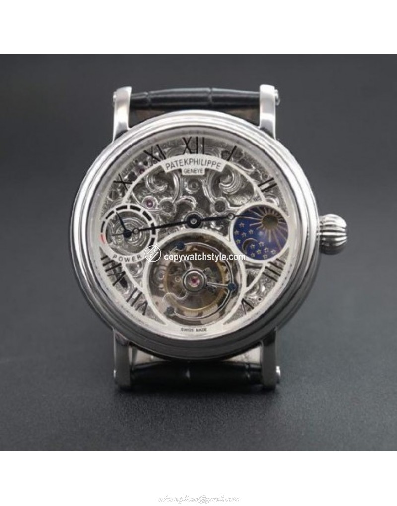 Patek Philippe Tourbillon Moonphase Power Reserve Stainless Steel Skeleton 