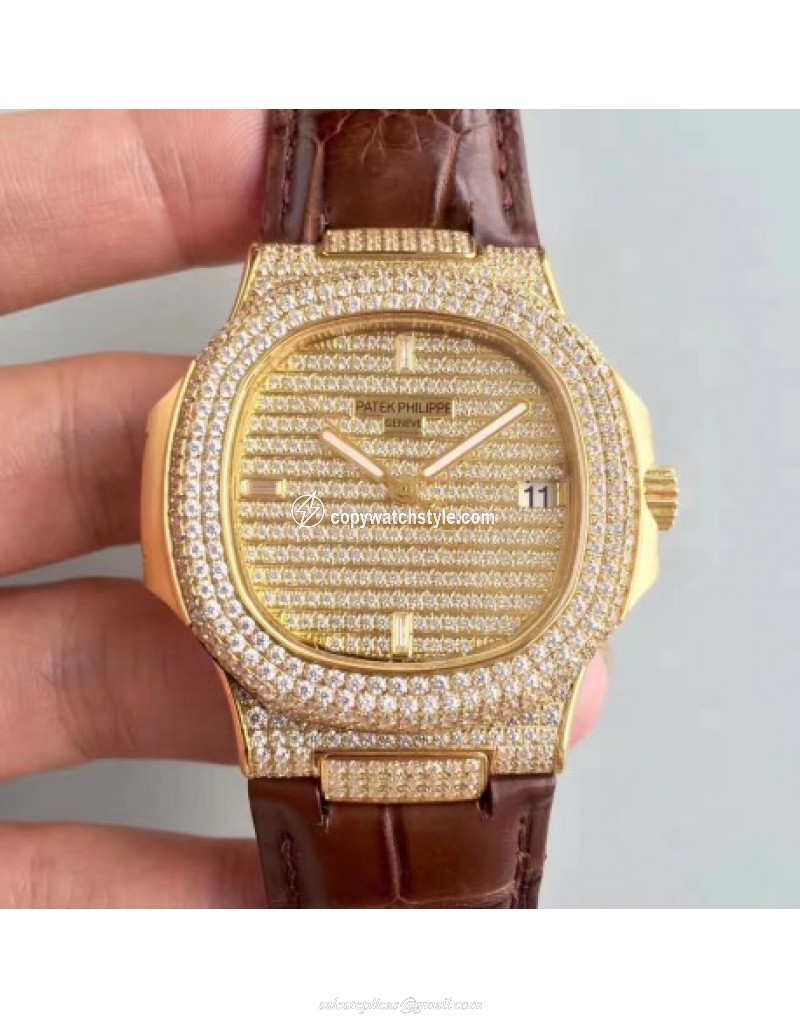 Patek Philippe Nautilus Jumbo 5719/1G-001 DM Yellow Gold & Diamonds Diamond Patek Philippe Nautilus Jumbo 5719/1G-001 DM Yellow Gold & Diamonds Diamond