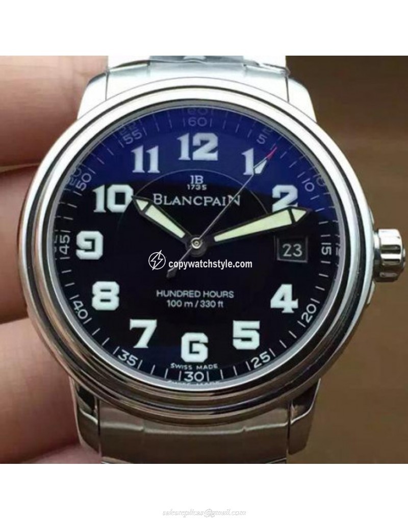 Blancpain Leman Hundred Hours Stainless Steel Black Blancpain Leman Hundred Hours Stainless Steel Black