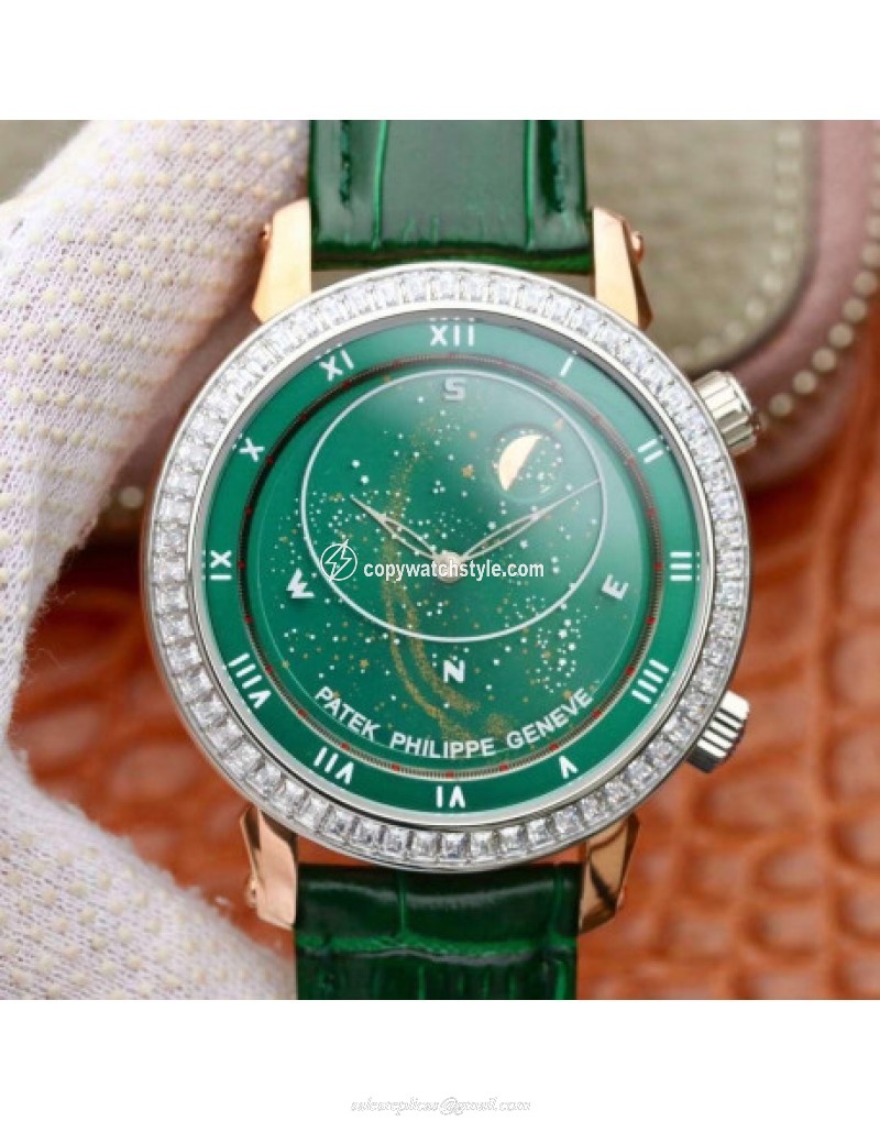 Patek Philippe Grand Complications Sky Moon Celestial 5102PR Noob Rose Gold & Diamond Green Patek Philippe Grand Complications Sky Moon Celestial 5102PR Noob Rose Gold & Diamond Green