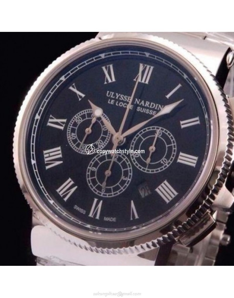 Ulysse Nardin Marine Chronograph Stainless Steel Roman Numbers Black Ulysse Nardin Marine Chronograph Stainless Steel Roman Numbers Black