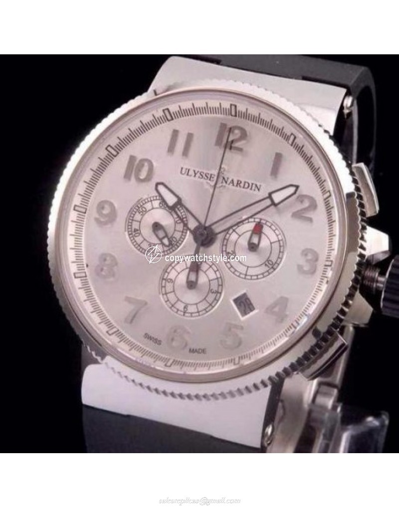 Ulysse Nardin Marine Chronograph Stainless Steel Arabian Numbers White Ulysse Nardin Marine Chronograph Stainless Steel Arabian Numbers White