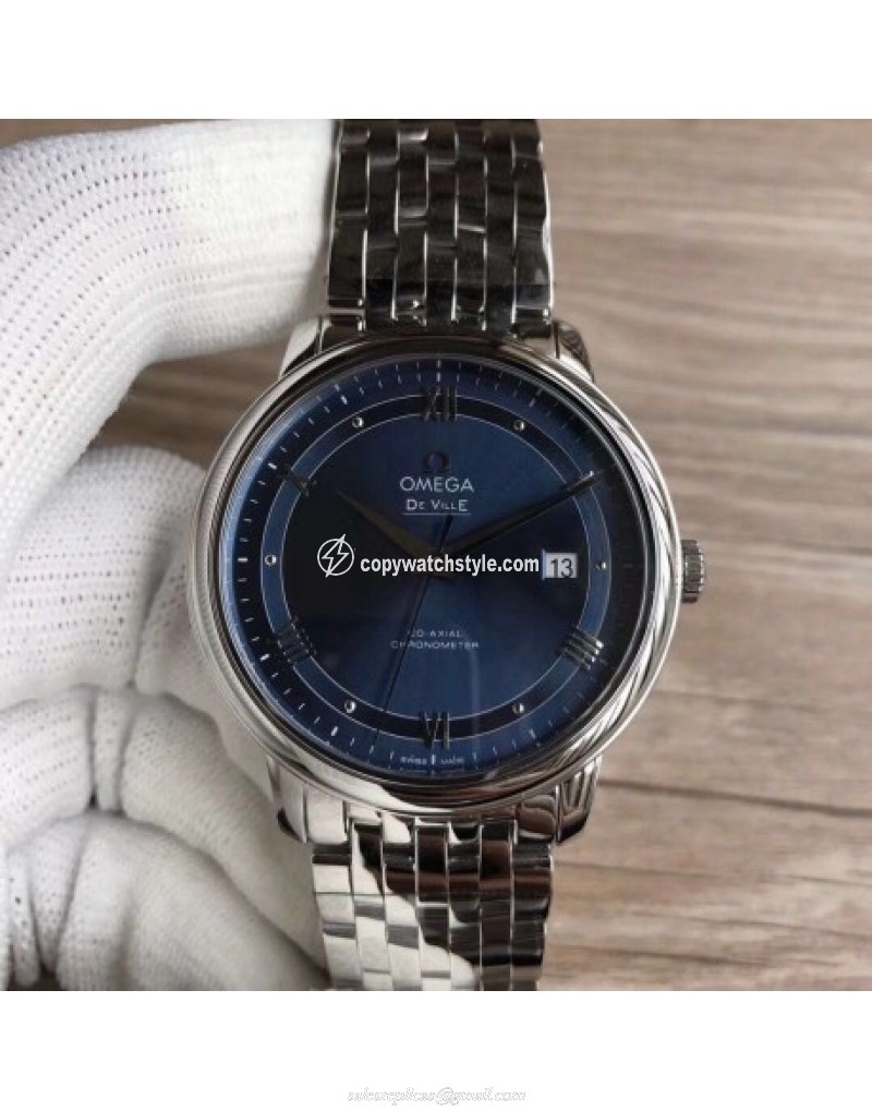 Omega De Ville Prestige Co-Axial 39.5MM 424.10.40.20.03.002 GP V2 Stainless Steel Blue Omega De Ville Prestige Co-Axial 39.5MM 424.10.40.20.03.002 GP V2 Stainless Steel Blue