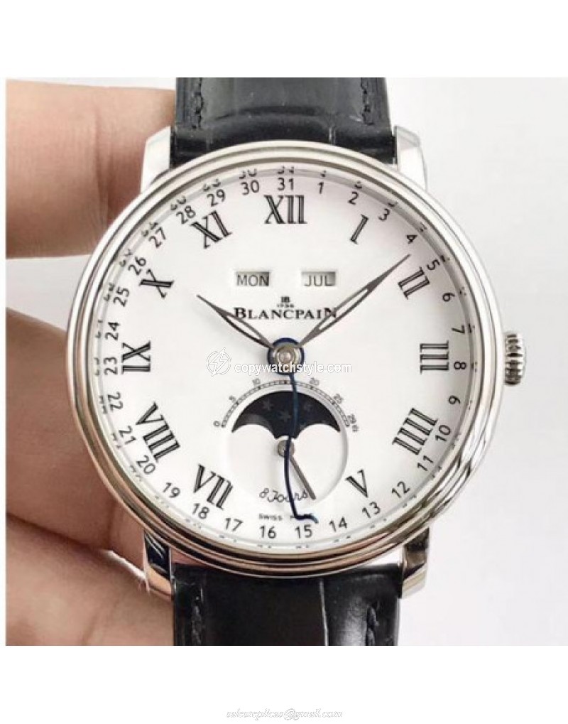 Blancpain Villeret Quantieme Complet 8 Jours 6639-3437-55B OM Stainless Steel White Blancpain Villeret Quantieme Complet 8 Jours 6639-3437-55B OM Stainless Steel White
