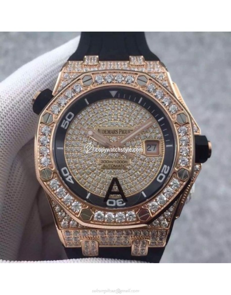 Audemars Piguet Royal Oak Offshore Diver 15709 Rose Gold & Diamonds Rose Gold & Diamonds Audemars Piguet Royal Oak Offshore Diver 15709 Rose Gold & Diamonds Rose Gold & Diamonds