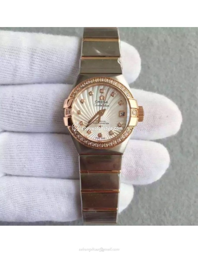 Omega Constellation Ladies 123.25.27.20.58.001 27MM EF Stainless Steel & Rose Gold White & Diamonds Omega Constellation Ladies 123.25.27.20.58.001 27MM EF Stainless Steel & Rose Gold White & Diamonds