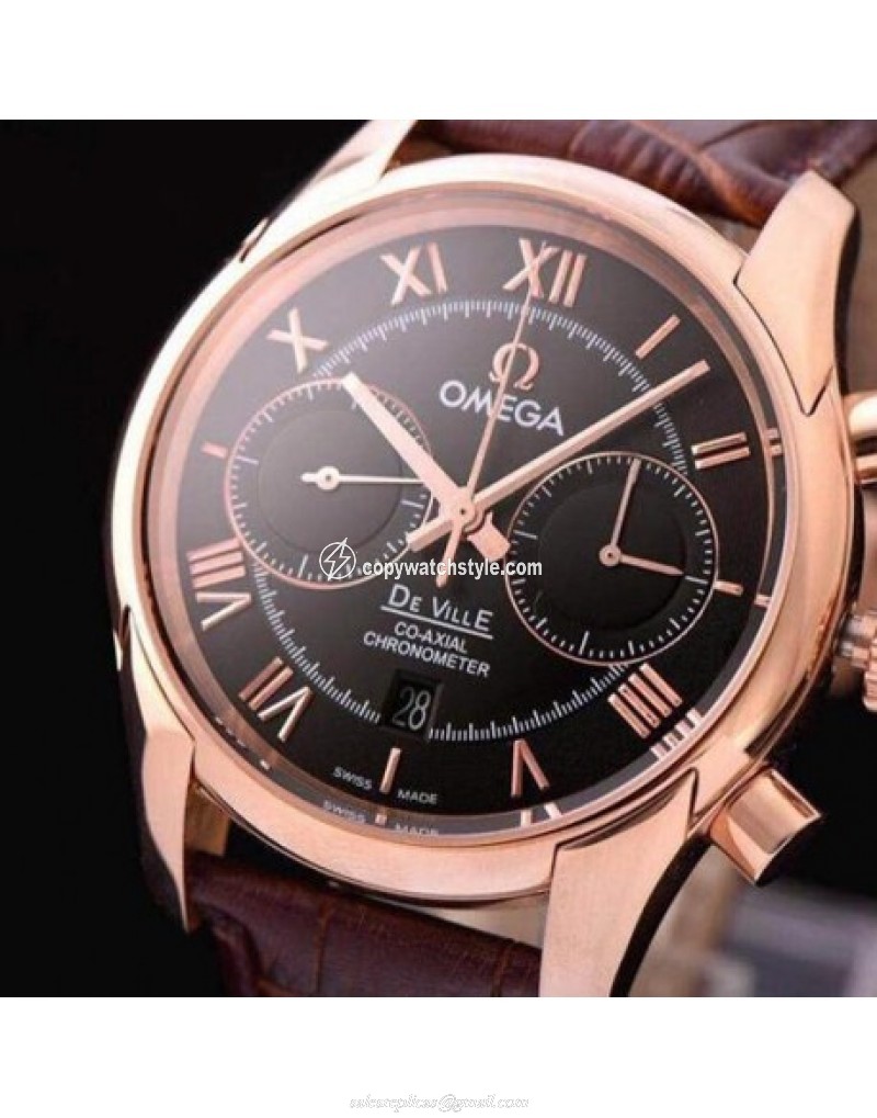 Omega De Ville 42MM Chronograph Rose Gold Black 