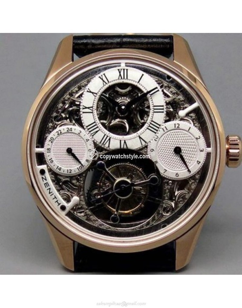 Zenith EP Calender Skeleton Tourbillon RG/LE White Swiss Tourbillon Zenith EP Calender Skeleton Tourbillon RG/LE White Swiss Tourbillon