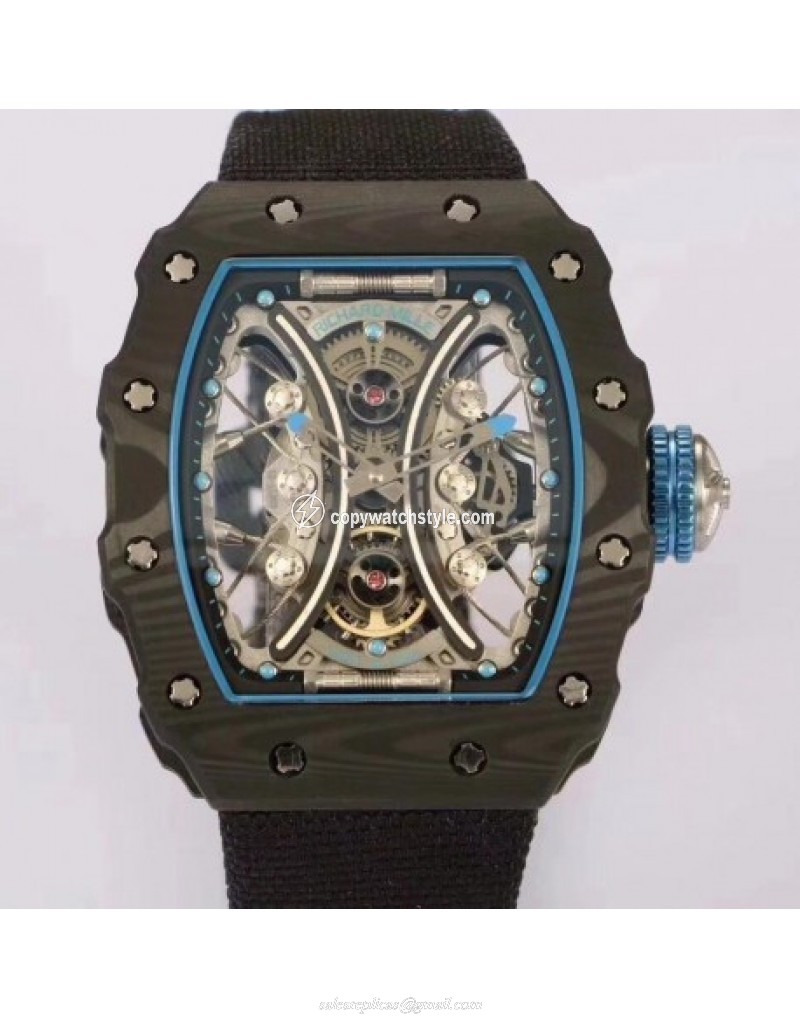 Richard Mille RM53-01 Tourbillon Pablo Mac Donough KV Forged Carbon Skeleton Blue Richard Mille RM53-01 Tourbillon Pablo Mac Donough KV Forged Carbon Skeleton Blue