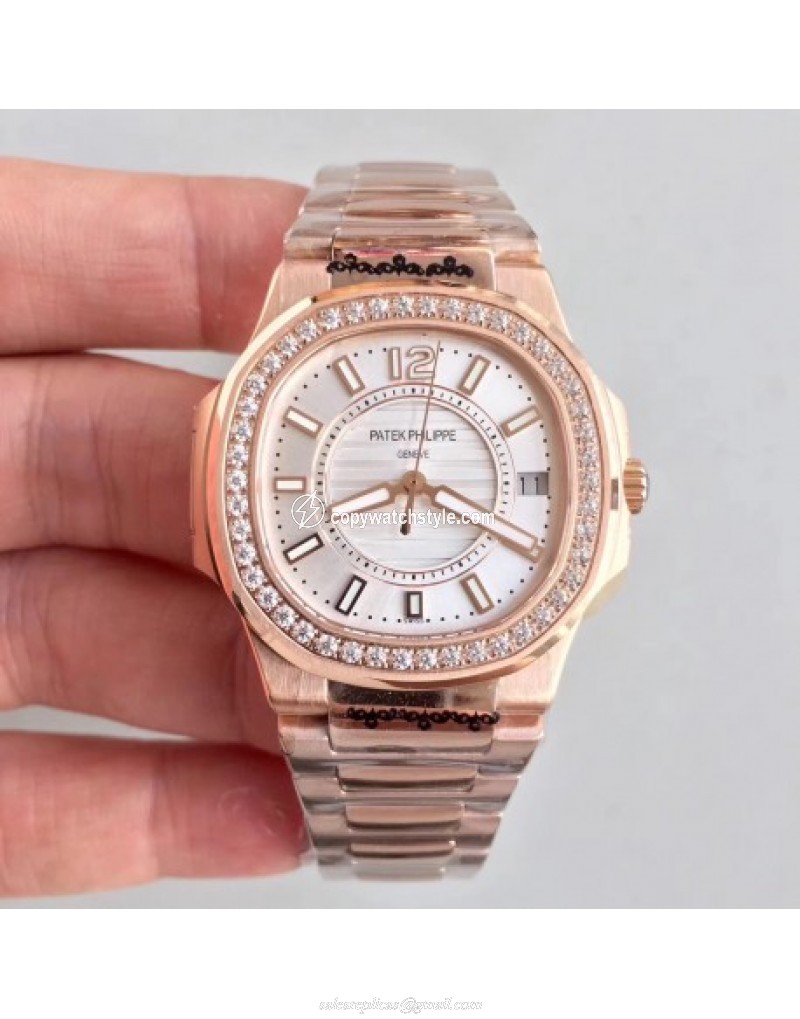 Patek Philippe Nautilus Ladies 7010/1R-011 JJ Rose Gold & Diamonds Silver Patek Philippe Nautilus Ladies 7010/1R-011 JJ Rose Gold & Diamonds Silver